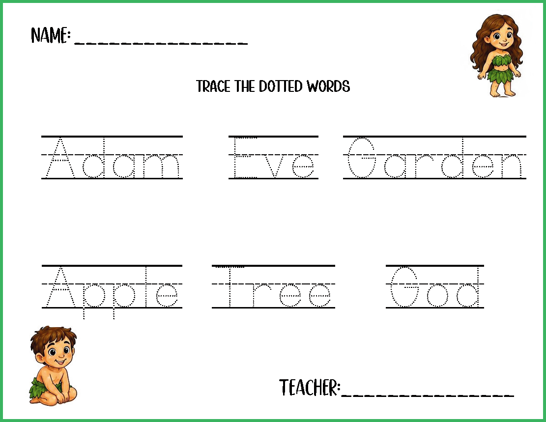 Preschool Activities - Adam & Eve Theme