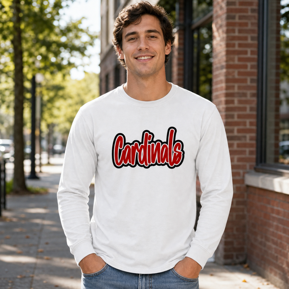 Cardinals | Cursive Style | Long Sleeve Tee