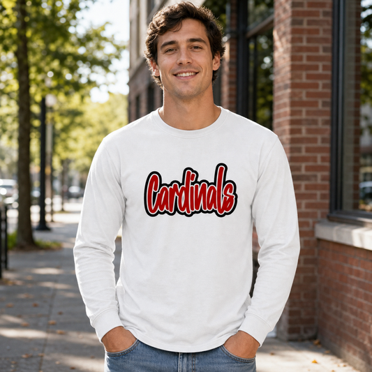 Cardinals | Cursive Style | Long Sleeve Tee