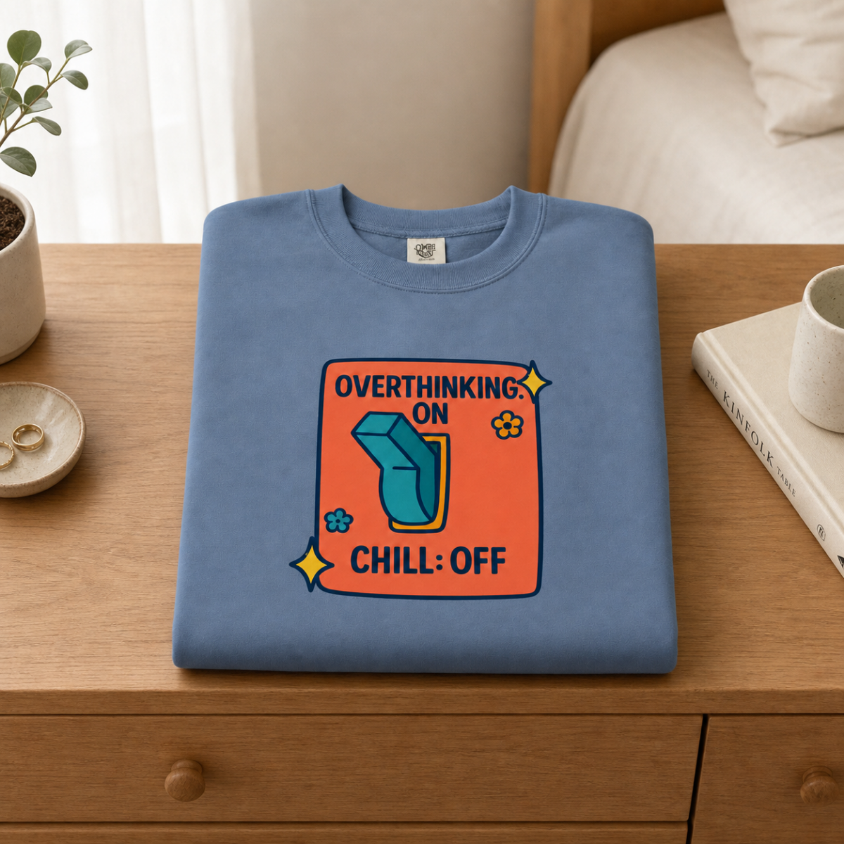 Overthinking On, Chill Off | Retro Style Crewneck Sweatshirt