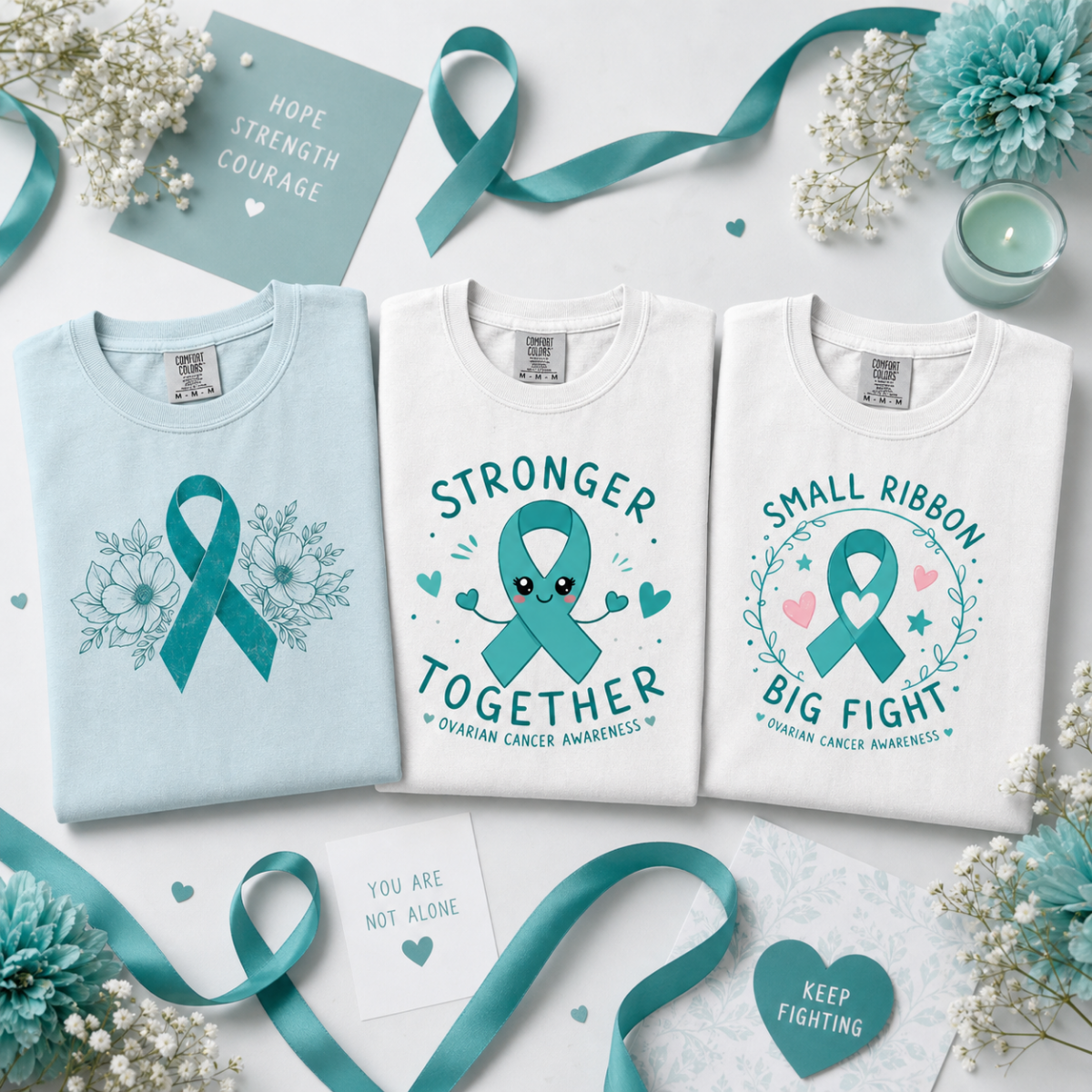 Ovarian Cancer Awareness | Flower & Ribbon